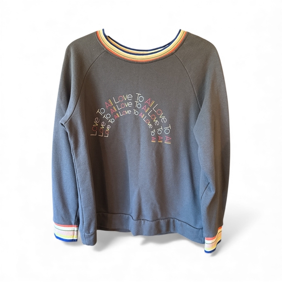 Time and Tru Tops - Time and Tru Charcoal Tee with Multicolor Text